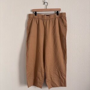 NWT Talbots Women's Size 1X Tan Brown Cotton Blend Pull On Elastic Waist Pants